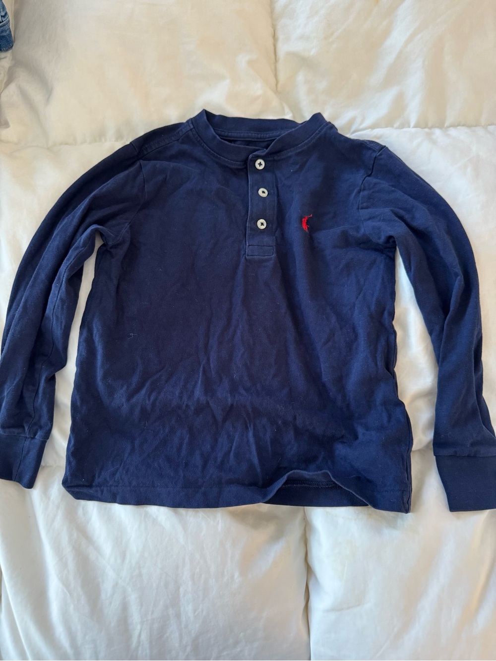 Polo by Ralph Lauren Navy Long-Sleeve Henley with Red Pony